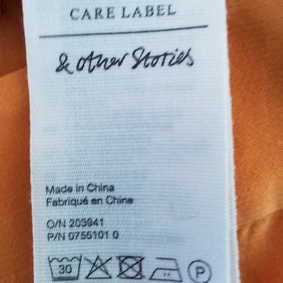 & Other Stories Womens Pants Side Button Zip Pockets High Waist Orange Size 0 - Picture 6 of 7